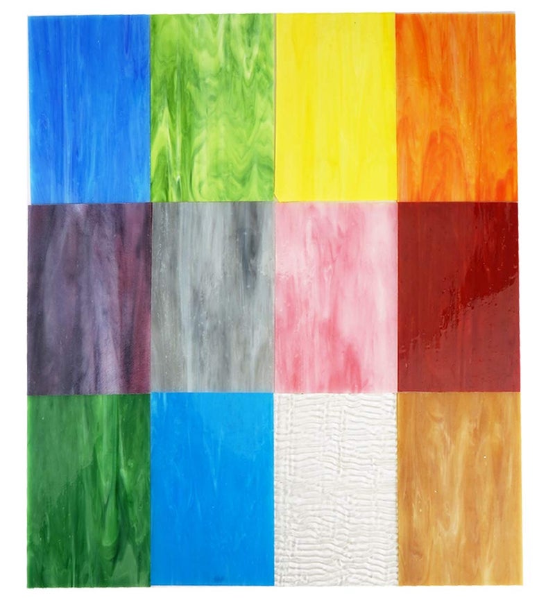Lanyaniï¼ˆ10 Sheetsï¼‰Variety Stained Glass Sheets 4 x 6 inch Opal Art Glass Pack Tiffany Glass, Mixed Textures - Image 2